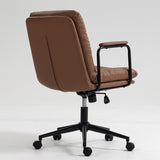 ZNTS Office Chair,Mid Back Home Office Desk Task Chair with Wheels and Arms Ergonomic PU Leather Computer W1143133926