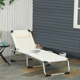 Foldable Outdoor Chaise Lounge Chair, 5-Level Reclining Camping Tanning Chair with Aluminum Frame, W2225141503