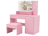 Apple Pink MDF with Melamine Lacquer, 1 Drawer, 1 Door Dressing Table Set, Three-Color Dimming Light 84425228
