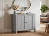 Grey painted MDF bathroom tall cabinet, double-door, vertical ribbed design, 23.6*11.8*31.5in 34325647