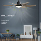 ZNTS 54 Inch Indoor Ceiling Fan With Dimmable Led Light ABS Blades Remote Control Reversible DC Motor For W934P246817