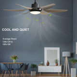 ZNTS 54 Inch Indoor Ceiling Fan With Dimmable Led Light ABS Blades Remote Control Reversible DC Motor For W882P147812