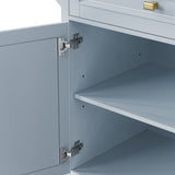 K&K 52'' Kitchen Island with Drop Leaf, Embossed Texture Kitchen Island on Wheels with Spice Rack, N707P195393G