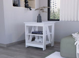 White Table with 2 Shelves B062P193655