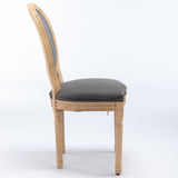 A&A Furniture,French Style Solid Wood Frame Antique Painting Linen Fabric Back Dining Chair,Set of W1143141071