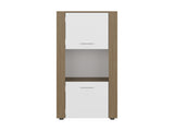 Hyder Bookcase with Upper and Lower Doors, Open Center Shelf and Vertical Design, Natural Oak / B097P474310