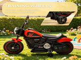 Red 6V Kids Ride-On Motorcycle Sturdy Anti-Tip Training Wheels, Single-Button Easy Start 16305275