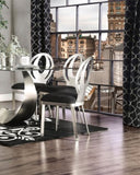 ZNTS Contemporary Style Silver Metal Frame 2pc Dining Chairs Black Microfiber Seat Cushion Dining Room B011P232974