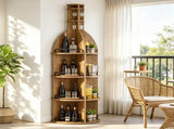 75 Inch Round Wine Cabinet with Shelves and Hanging Goblet Holder, Wine Rack 22556324
