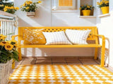 47in PVC Mesh Backrest Iron Bench Yellow 10995286