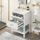 24'' Vanity with Top Sink, Modern Storage Cabinet with 2 Drawers, Single Sink N710P182935K