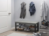 Entryway Metal Cushioned Bench with 2 Tier 8 Pair Shoe Storage in Grey 58134028