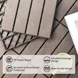Patio Interlocking Deck Tiles, 12"x12" Square Composite Decking Tiles, Four Slat Plastic Outdoor W1859111972