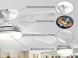 52 Inch Modern Ceiling Fan With 3 Color Dimmable Solid Wood Blades Remote Control Reversible DC W934P152321