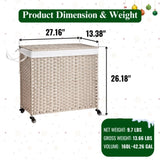 Laundry Hamper With Lid PE Rattan Powder Coating Frame Clothes Hampers with 02 Removable Bags, W2391P167709