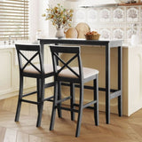 TOPMAX Farmhouse 48"Rectangular Wood Bar Height Dining Set Kitchen Breakfast Nook with 2 Chairs for N717P195018E