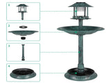 51*51*106cm Plastic Round Birdbath with Solar Ligh Dark Green 42033650
