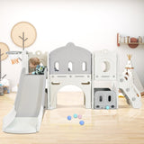 ZNTS Kids Slide Playset Structure, Castle Climber with Slide and Basketball Hoop, Toy Storage Organizer 95542219