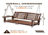 Outvita Wooden Porch Swing, Outdoor Patio Swing, 44" Swing Bench with Hanging Chains and Reclined 21631313