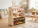 Wooden Grocery Store Playset, Pretend Play Supermarket with Cash Register, Play Food & Chalkboard 85822904