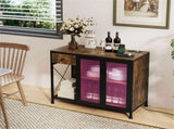 Rustic Brown Coffee Bar Table with Storage Drawer Cabinet RGB LED and Power Outlet 01381229