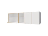 Wall-Mounted Kitchen Cabinet with Microwave Space, Open Shelves, and Double Doors Natural Oak and B128P287520
