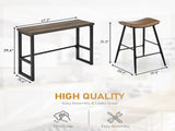 Bar Table and Chairs Set 1 Table 2 Chairs Gray 47.2"15.4"39.4" Curved Saddle Seat Bar Set 5cm 05869587