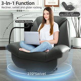 Oversized Power Recliner Chair,270&degSwivel Glider Recliner for Nursery, Electric Recliner Sofa 73863607