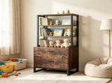 2-Drawer File Cabinet, Vertical Filing Cabinet with Lock & Bookshelf for Home Office 45090894