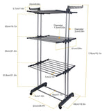 ZNTS Clothes Rack Rolling Collapsible Laundry Dryer Hanger Stand Rail Shelve Wardrobe Clothing 66005326