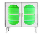Two-door, polycarbonate sheet shoe cabinet with four internal layers, USB LED strip, and 24 37540155