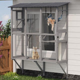 Large Walk-in Outdoor Catio for Cats Window Cat Enclosure with Roof, 3 Access Doors, Multi-Cat W2831P314292