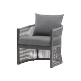 Modern Gray Curved Aluminum Lounge Chair with Stylish Rope-Weave Design and Cushioned Comfort, N767P237033G