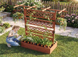 72" Raised Garden Bed with Lattice Trellis, 4.8 Cu.Ft Fir Wood Planter Box with Drainage Holes for 23952736