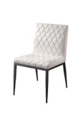 Ivory Leatherette 2pcs Side Chairs Dining Room Furniture Black Metal frame Padded Seat Dining Chair B011P214980