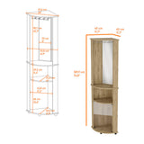 Kempwell 2-Door 2-Shelf Corner Bar Cabinet with Glass Rack Macadamia B062103273