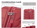 3 in 1 ABS&PC Trolley Box 20in 24in 28in Trolley Box Iron Tie Rod ABSPC Alloy Wine Red 11363546