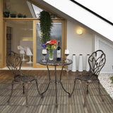 European Style Cast Aluminum Outdoor 3 Piece Tulip Bistro Set of Table and Chairs Bronze 34751352