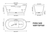 63 Inch Solid Surface Soaking Bathtub for Bathroom, Matte White T3785P490211
