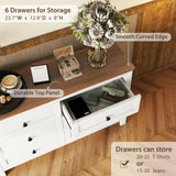 Retro Farmhouse Style Wooden Dresser with 6 Drawer, Storage Cabinet for Bedroom, WhiteBrown WF317946AAK