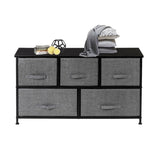 2-Tier Wide Closet Dresser, Nursery Dresser Tower with 5 Easy Pull Fabric Drawers and Metal Frame, 23359523