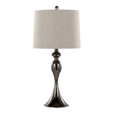 Ashland 27" Contemporary Metal Table Lamp in Gun Metal with Light Grey Textured Slub Linen Shade B202P224093