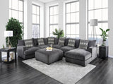 Living Room Lounge Ottoman Gray Chenille Fabric Comfort Cozy Plush Seat foam Wooden Legs 1pc Ottoman B01179794