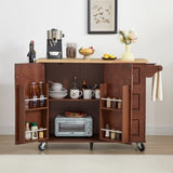 Kitchen Island with Drop Leaf Countertop, Rolling Kitchen Island Cart , Barn Door Kitchen Island W1820P195006