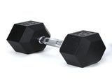 30LB HDRS Rubber Coated Solid Cast Iron Dumbbell with Contoured Chrome Handle, Hexagon 56723902