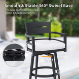 Modern Outdoor 2-Piece Swivel Bar Chairs Aluminum Frame with Ember Black, 360&deg Swivel, Ergonomic W1886P300273