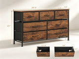 7-Drawer Fabric Dresser Storage Tower, Wide Chest Organizer with 2-Size Drawers, Sturdy Metal Frame 65531605