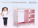 Pink MDF Particleboard Children's Wardrobe with 1 Mirror, 3 Shelves, and 1 Clothes Rod Rabbit Ear 01926988