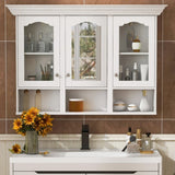 47" Wall Mounted Bathroom Cabinet with Mirror, Cabinet with 3 Adjustable Shelves and 3 Open N710P264268K