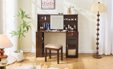 Elegant makeup vanity desk with 3 modes Adjustable Lighted Mirror,modern dressing table set with N844P257533W